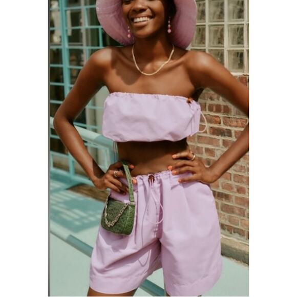 STAUD M Purple Gigi Strapless Crop Top NWT - Picture 1 of 6